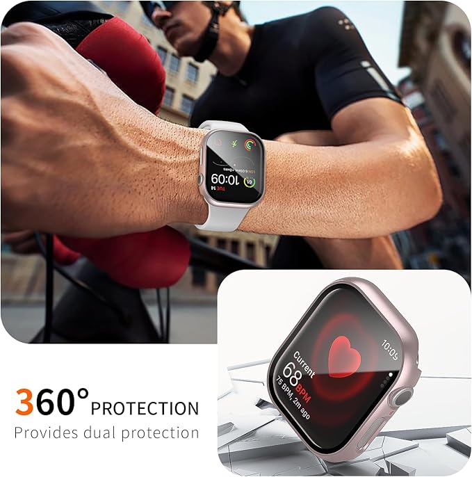 6 Pack Case for Apple Watch Series 10 46mm with Tempered Glass Screen Protector, BHARVEST High Definition Scratch Resistant Hard PC Bumper Cover for Apple Watch 10 Accessories (6 Colors, 46mm) - Image 5