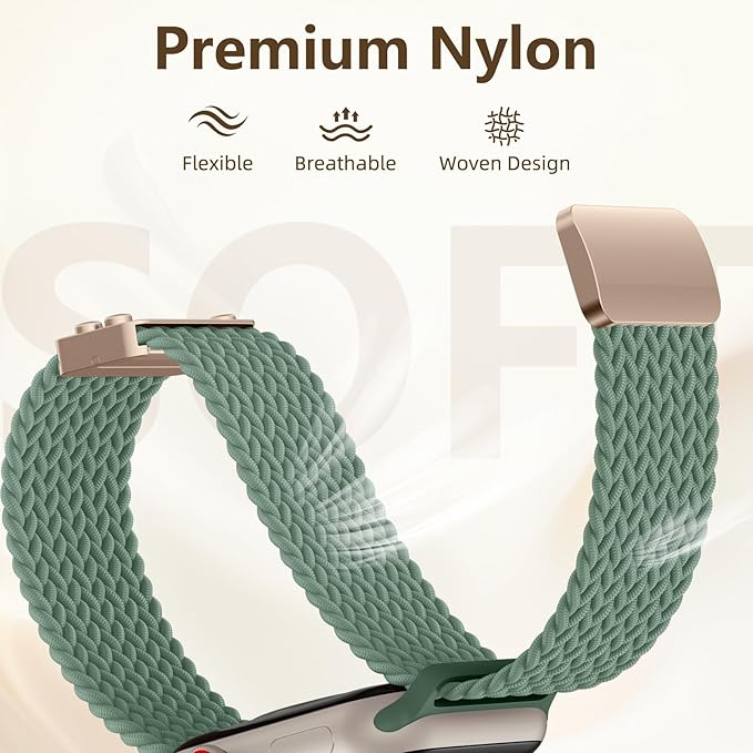 Braided Stretchy Bands Compatible with Apple Watch Bands 40mm 44mm 38mm 41mm 42mm 45mm 46mm 49mm Women Men, Soft Nylon Sport Strap with Magnetic Clasp for iWatch Series 11 10 9 8 SE 7 6 5 4 3 2 Ultra - Image 3