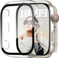 JR.DM 38mm 2 Pack Hard PC Case with HD Tempered Glass Screen Protector for Apple Watch Series 3/2/1, Slim Guard Bumper Full Coverage Protective Anti-Scratch Face Cover for iWatch, Clear+Clear by JRDM