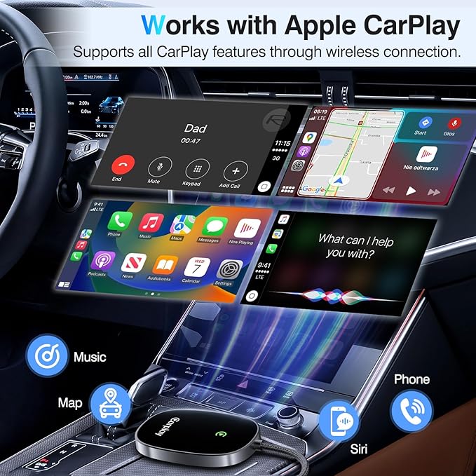 Wireless CarPlay Adapter 2025 Upgraded, Converts Factory Wired CarPlay to Wireless, Plug and Play Car Play Wireless Adapter, Compatible with iPhone Multi-User Seamless Connection - Image 3