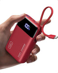 INIU Portable Charger, Compact 20000mAh Power Bank with Build in USB-C Cable, 45W Fast Charging Mini Powerbank, Flight Cruise Ship Travel Essentials Phone Charger for College Student Boys Girls, Red by INIU