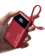 INIU Portable Charger, Compact 20000mAh Power Bank with Build in USB-C Cable, 45W Fast Charging Mini Powerbank, Flight Cruise Ship Travel Essentials Phone Charger for College Student Boys Girls, Red by INIU
