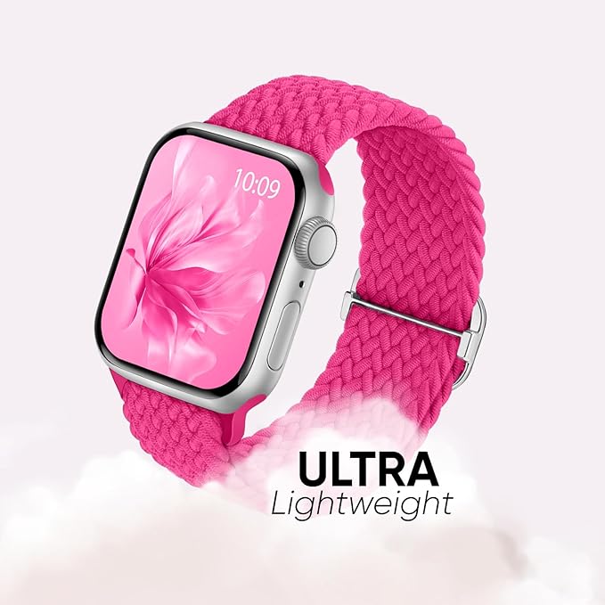 6 Pack Braided Stretchy Bands Compatible with Apple Watch Band 38mm 40mm 41mm 42mm 44mm 45mm 46mm 49mm Women Men, Adjustable Nylon Solo Loop Elastic Straps for iWatch Series 11 10 9 8 7 6 5 4 SE Ultra - Image 4