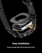 amBand Rugged Case with Band for Apple Watch 45mm, Compatible with Apple Watch (iWatch) Series 9/8/7, Military Grade Shockproof Bumper Cover, Tactical Band for Men, Black Gold - Image 6