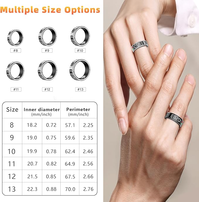 Smart Ring Health Ring - Smart Rings for Women Men, Fitness Tracker Ring with LED Display Screen, Sleep Tracker Ring Compatible with iOS/Android Activity Tracker/Heart Rate/SpO2/Sleep/Step - Image 6