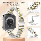 TiMOVO Metal Band Compatible with Apple Watch 42mm (Series 11/10) 41mm 40mm 38mm for Women, Dressy Replacement Strap for iWatch SE 3/2/1, Series 9/8/7/6/5/4/3/2/1, Silver/Gold - Image 4