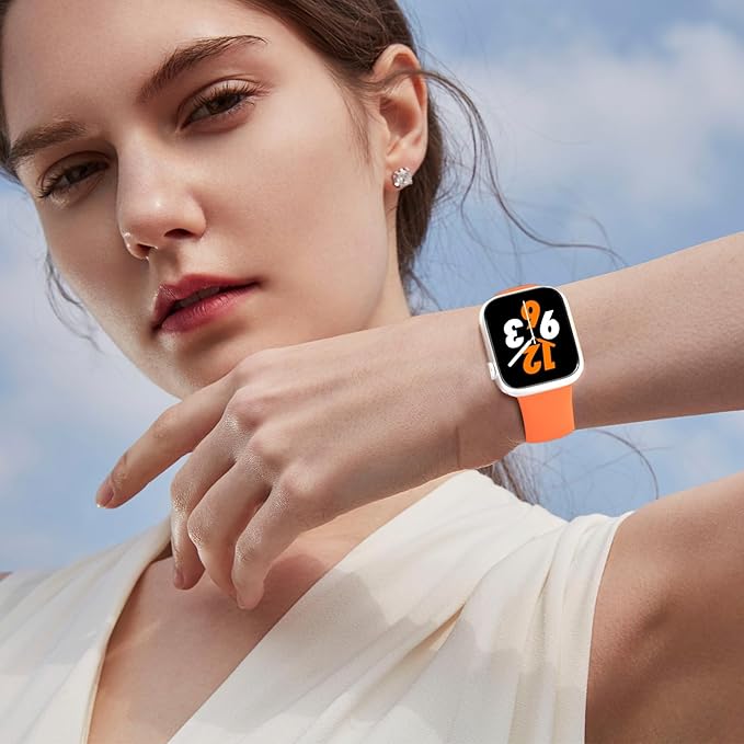 Sport Band Compatible with Apple Watch 38mm 40mm 41mm 42mm 44mm 45mm 46mm 49mm, Replacement Soft Silicone Strap Wristbands for iWatch Series 11/10/9/8/7/6/5/4/3/2/1 Ultra SE Women Men, Orange - Image 5