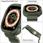 OROBAY Rugged Band Compatible with Apple Watch Ultra 3/2/1 Band 49mm with Case, Shockproof Strap for iWatch Ultra 3/2/1 with Bumper Case Cover Men Women, Army Green - Image 3