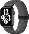AMANECER Stretchy Nylon Bands Compatible with Apple Watch Ultra 3/2/1 SE Series 11/10/9/8/7/6/5/4, Adjustable Braided Elastic Sport Loop Rugged Straps for iWatch Women Men (Dark Gray, 44/45/46/49MM) by AMANECERCaseandBandforAppleSamsungGoogle