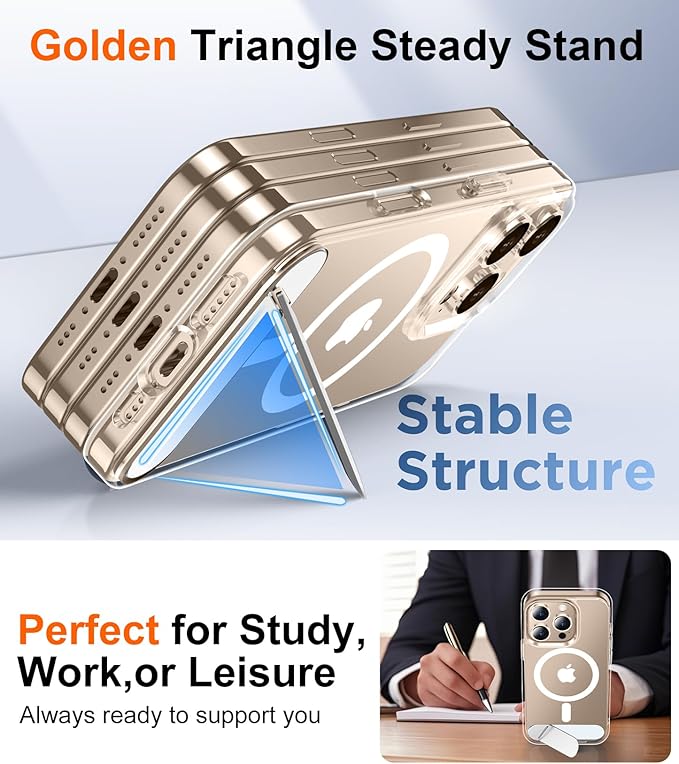 Temdan Magnetic Compatible with iPhone 16 Pro Max Case, [Built-in Invisible Kickstand][Compatible with MagSafe] [Military Grade Shockproof] Slim Thin Phone Case for iPhone 16 Pro Max 6.9" - Image 6