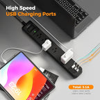 2 Pack Power Strip Surge Protector - 5 Widely Spaced Outlets 3 USB Charging Ports, 1875W/15A 6Ft Braided Extension Cord, Flat Plug Overload Protection, Wall Mount for Home Office Dorm Room Essentials - Image 3