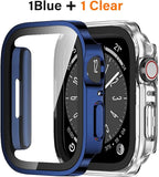 Amizee 2 Pack Case Compatible with Apple Watch Series 9/8/7 41mm Case with Built-in Screen Protector, Ultra-Thin Hard PC Straight Edge Anti-Scratch Protective Cover for iWatch (Blue/Clear) - Image 7