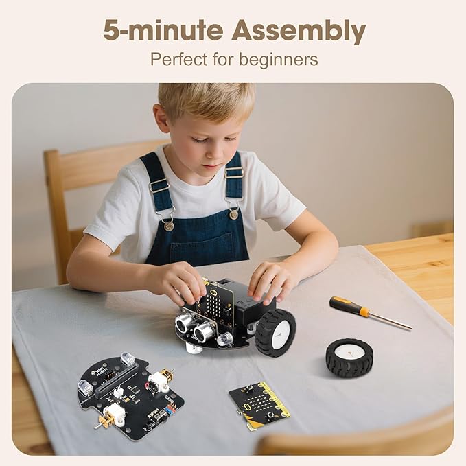 ACEBOTT Robotics for Kids Ages 8–12 12-16, Smart Robot Car Kit Compatible with BBC Micro:bit V2,STEM Toys Coding Robot Kit Compatible with LEGO,Gift for Kids and Teens(Included Micro:Bit) - Image 3