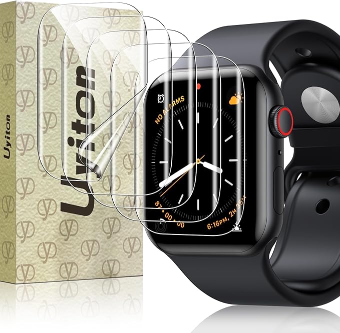 Uyiton 8Pack Screen Protector for Apple Watch Series 9/8/7 41mm, Military-Grade TPU Film, Scratch-Resistant, Anti-Fingerprint, Oleophobic Coating, Easy to Install by Uyiton