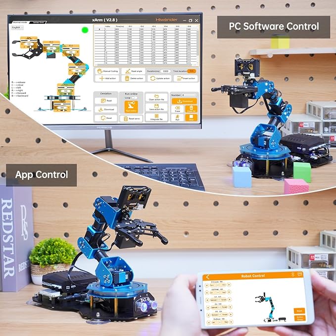 LewanSoul Robotic Arm AI Vision Voice Control for Arduino Scratch Python 6DOF Smart Robot Arm STEM Project Educational Robot & Engineering Kits, Science/Coding/Programming Set, xArmAI Standard Kit - Image 5