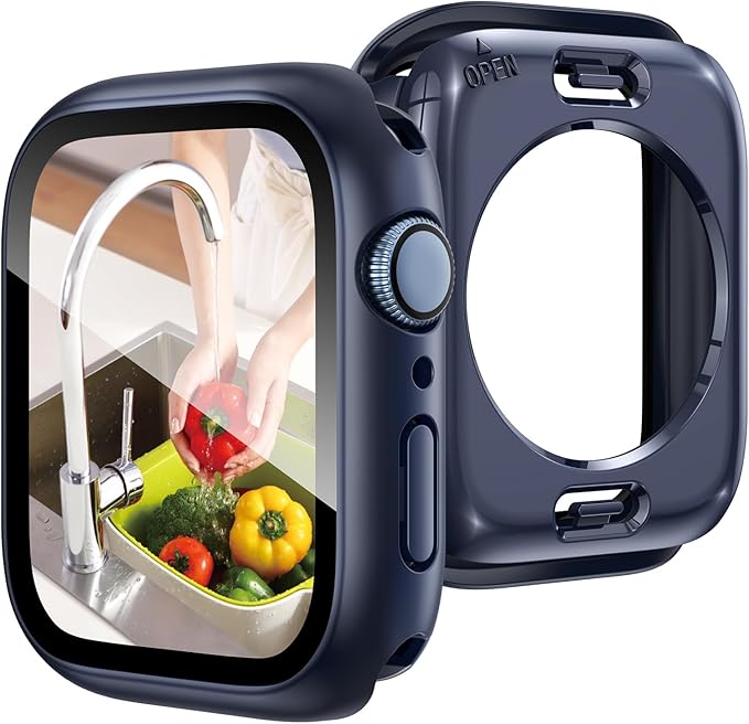 Goton 2 in 1 Waterproof Case Compatible for Apple Watch Series 11/10 Screen Protector 46mm, 360 Protective Glass Face Cover Hard PC Bumper + Back Frame for iWatch Accessories 46 mm by Goton