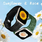SNBLK 6 Pack Floral Engraved Bands Compatible with Apple Watch Bands 40mm 41mm 42mm 38mm 44mm 45mm 46mm 49mm Women Men, Silicone Flower Pattern Strap for iWatch Series 11 10 Se Ultra 9 8 7 6 5 4 3 2 1 - Image 4