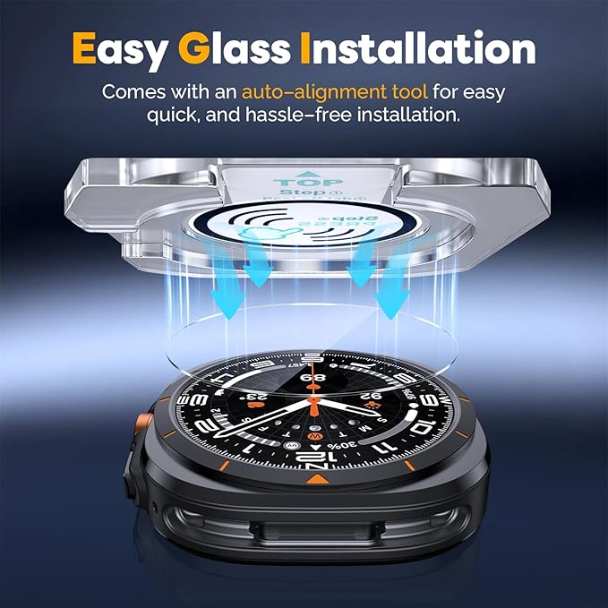 Misxi [2+2 Pack] Case Hard PC Bumper + Tempered Glass Screen Protector [with Auto Alignment Tool Kit] for Samsung Galaxy Watch 8 Classic 46mm, Anti-Scratch Cover for Galaxy Watch8 Classic, Transparent - Image 6