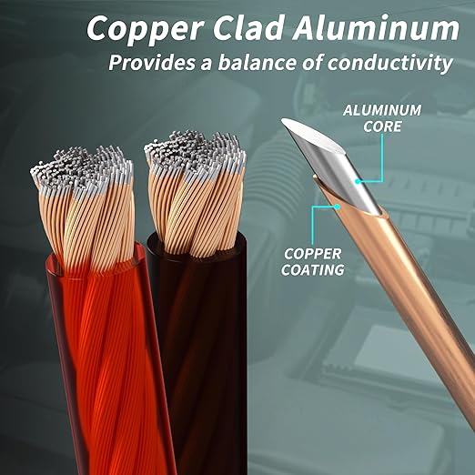 8 Gauge Wire 25FT Black Copper Clad Aluminum CCA Battery Cable, Primary Power/Ground Cable for Car Audio Speaker, RV Trailer, Amp, Inverter RV Truck, Marine, Solar Equipment, Translucent Jacket - Image 4