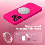Magnetic for iPhone 13 Pro Max Case, Compatible with MagSafe, [Full Camera Protection][Screen Protector] Silicone Shockproof Protective Phone Case for iPhone 13 Pro Max 6.7", Hot Pink - Image 4