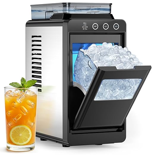 COWSAR Ice Maker Countertop, Portable Ice Machine with External Water Tank, 8 Cubes in 6 Mins, 26 lbs/24Hrs, Self-Cleaning Quiet Compact Commercial Ice Makers for Home, RV, Camping, Black by COWSAR