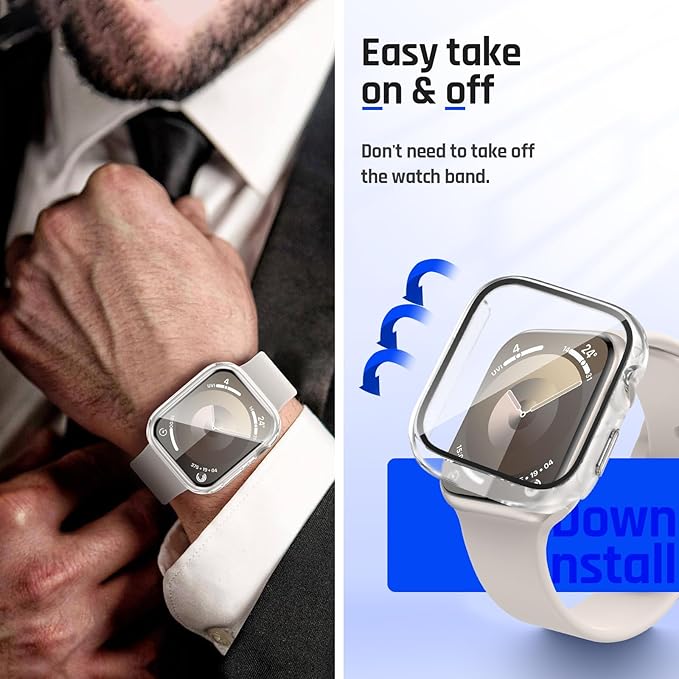 Goton Waterproof Screen Protector Case Compatible for Apple Watch Series 9/8/7 45mm, Hard Bumper with Tempered Glass for iWatch Cover 45 mm - Image 7