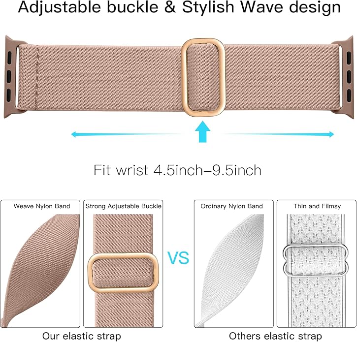 Lerobo Braided Band Compatible with Apple Watch Series 11 10 9 8 7 46mm 45mm 41mm Ultra SE 3 2 1 49mm Series 6 5 4 3 44mm 40mm 38mm 42mm Men iWatch Bands Women Stretchy Nylon Solo Loop Sport Strap - Image 3