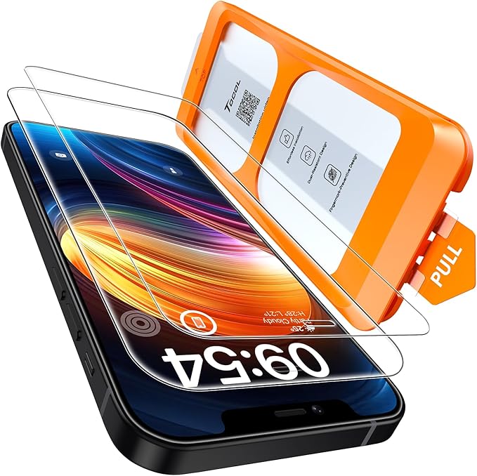 TOCOL for iPhone 12 Screen Protector/iPhone 12 Pro Screen Protector 9H Hardness Military Grade Shatterproof HD Tempered Glass Full Coverage Easy Installation Case Friendly 2 Pack by TOCOL