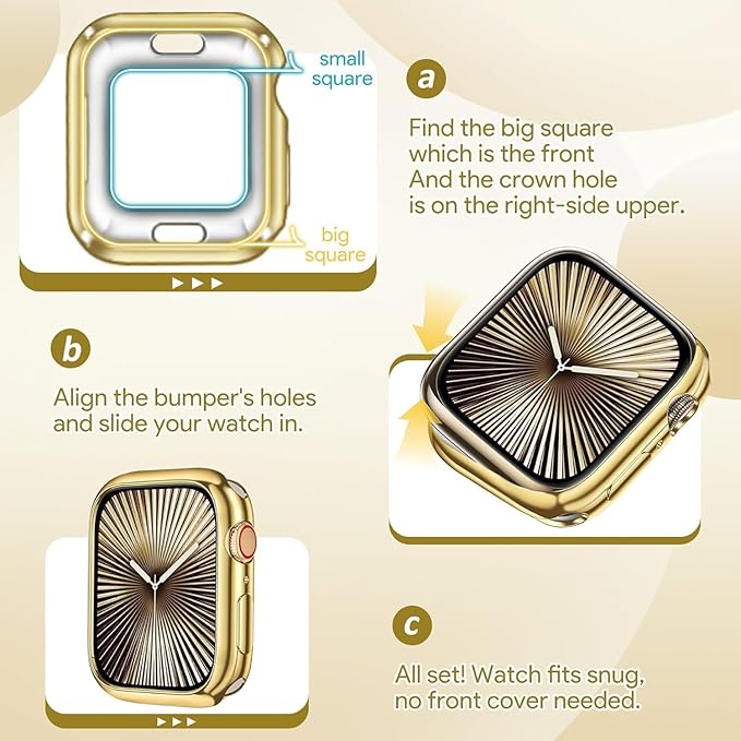 JR.DM 2 Pack 38mm Soft Flexible TPU Case Compatible for Apple Watch Series 3/2/1 Touchable Screen Lightweight Anti-Scratch All-Around Protector Thin Guard Shockproof Cover for iWatch, Gold+Silver - Image 3