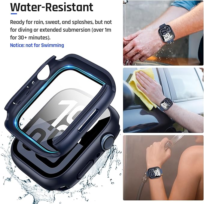 Goton 2 in 1 Waterproof Case Compatible for Apple Watch Series 11/10 Screen Protector 46mm, 360 Protective Glass Face Cover Hard PC Bumper + Back Frame for iWatch Accessories 46 mm - Image 4