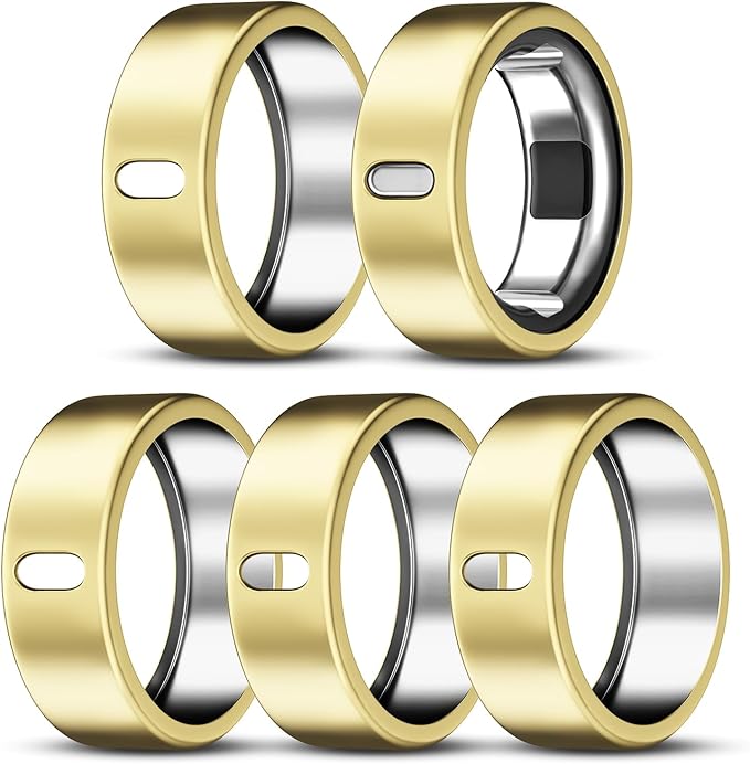 ZOOROO 5 Pack Cover Compatible with Oura Ring Gen 4/Oura Ring Gen 3/3 Horizon, Support Charging with Cover on, Anti-Scratch TPU Protector for Women Men (Gold*5, Size 6) by ZOOROO