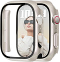 JR.DM 40mm 2 Pack Hard PC Case with HD Tempered Glass Screen Protector for Apple Watch Series 6/5/4/SE/SE2/SE3, Guard Bumper Full Protective Anti-Scratch Face Cover for iWatch, Starlight+ Clear by JRDM