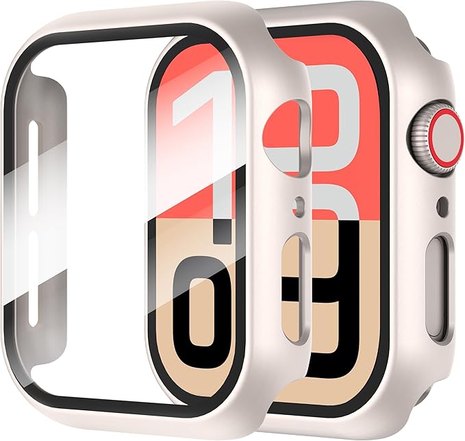 Diruite 2-Pack for Apple Watch 40mm Screen Protector Case,for iWatch Series 6/5/4/Series SE/SE 2/SE 3 40mm Protection Cover All-Around Tempered Glass Screen Protector Case Ultra - Starlight by Suoman