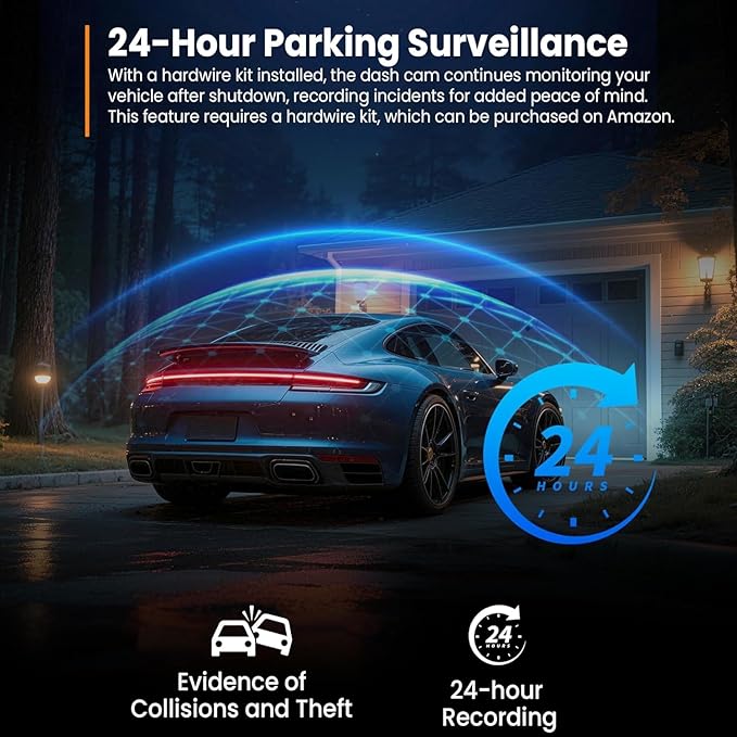 1080P Dash Camera for Car,3 Channel Dash Cam Front and Rear Inside G-Sensor, 3.16” IPS Screen, 24Hr Parking, 170°Wide Angle, Loop Recording, IR Night Vision (Dark Black) - Image 6