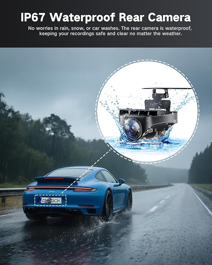 4K Dash Cam Front and Rear Inside with 64GB Card, 3 Channel Dash Camera for Cars, 1080P Triple Dash Cam Built-in GPS, 5GHz WiFi, Night Vision, Parking Mode - Image 6