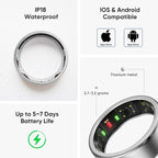Smart Ring, Titanium Health & Fitness Tracker with Sleep, Heart Rate & SPO₂ Monitoring, Ultra-Light, 4–6 Day Battery, No Subscription, for Women & Men （Silver 8 - Image 5
