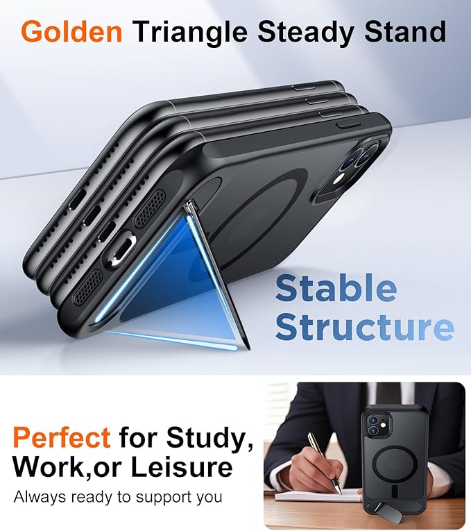 Temdan Magnetic Compatible with iPhone 11 Phone Case, [Built-in Invisible Kickstand][Compatible with MagSafe] [Military Grade Shockproof] Slim Translucent Matte Phone Case for iPhone 11 6.1" - Image 3