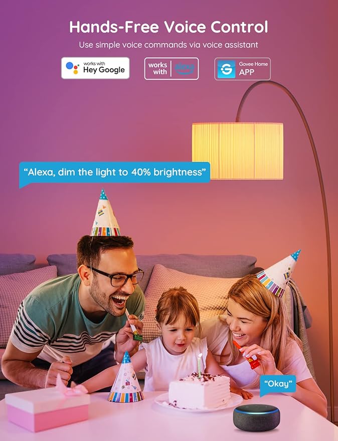 Govee Smart Light Bulbs, Color Changing Light Bulb, Works with Alexa and Google Assistant, 16 Million Colors RGBWW, WiFi & Bluetooth LED Light Bulbs, Music Sync, A19, 800 Lumens, 1 Pack - Image 3