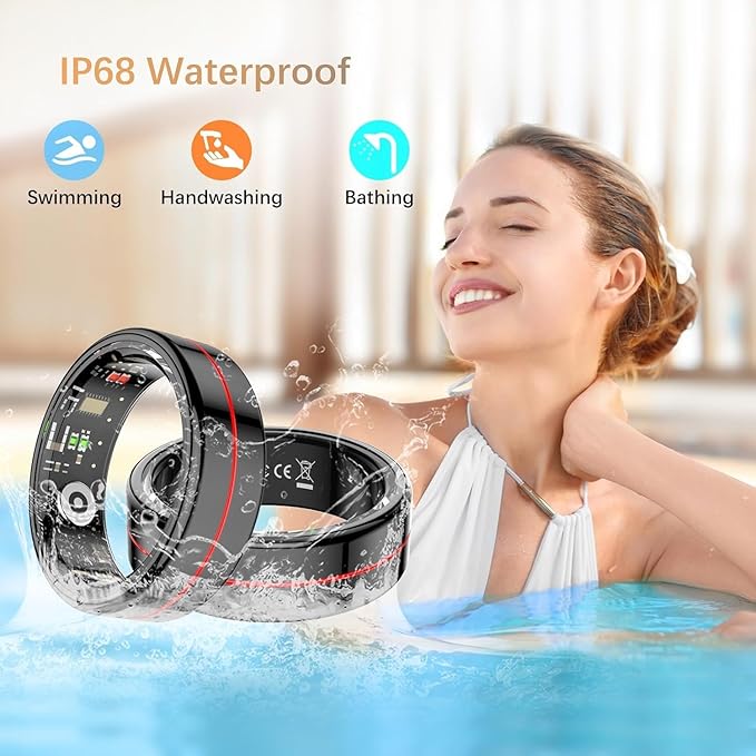 Fit Ring, Smart Health Rings for Women Men with Heart Rate,Blood Oxygen,HRV,Stress Level, Sleep Monitor, Step Tracker, No Subscription Fee, IP68 Waterproof Smart Ring for iphone &Android (Black, 9#) - Image 8