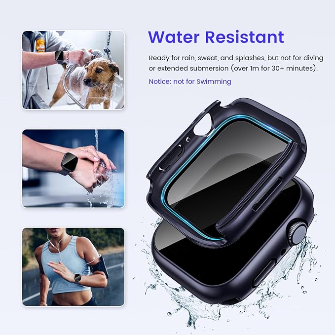 Goton Privacy Waterproof Case Compatible for Apple Watch Series 11/10 Screen Protector 46mm, Anti Spy Face Cover Back Bumper for iWatch Accessories - Image 4