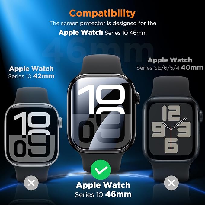 LK 4 Pack for Apple Watch Series 10 Screen Protector 46mm Privacy, HD Ultra-thin [Upgrade Anti-Spy] Soft TPU Film 46mm Apple Watch Screen Protector,Touch Sensitive Anti-Scratch - Image 2