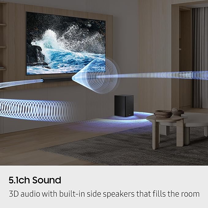 Samsung B-Series Soundbar HW-B750F 5.1 ch Subwoofer (2025 Model) Voice Enhance Mode, Q-Symphony, Adaptive Sound - Image 3