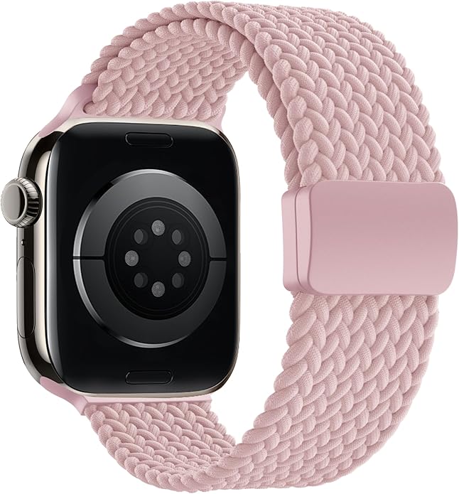 Braided Stretchy Band Compatible with Apple Watch Band 38mm 40mm 41mm 42mm 44mm 45mm 46mm 49mm Women Men, Adjustable Nylon Elastic Magnetic Clasp Strap for iWatch Series 10 9 8 7 6 5 4 3 2 1 SE Ultra by Unknown
