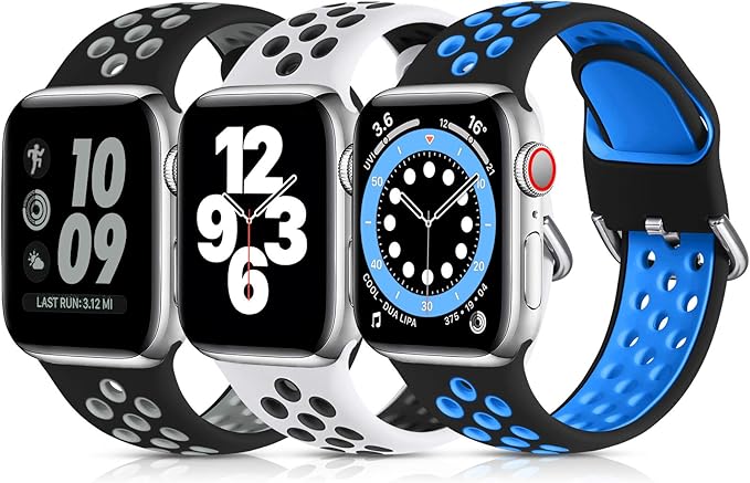 Lerobo 3 Pack Sport Bands Compatible with Apple Watch Band 44mm 46mm 45mm 42mm 49mm Men Women,Soft Silicone Breathable Band for iWatch SE Ultra 3 2 for iWatch Series 11 10 9 8 7 6 5 4 3 2 1 by Lerobo