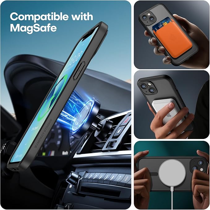 ImpactStrong Magnetic Guard Designed for iPhone 13 Case [Camera Protection] [Military Grade Drop Tested] [Compatible with MagSafe] Slim Translucent Matte Phone Case (6.1") - Black - Image 6