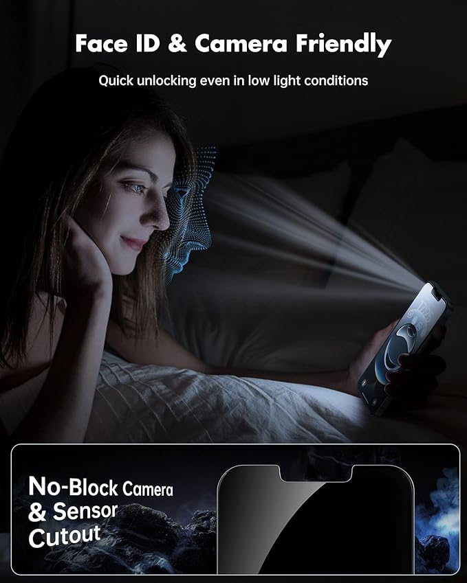 UNBREAKcable Privacy Screen Protector for iPhone 16e, Shatterproof Tempered Glass [True 28°Anti Spy] [9H Hardness] [Easy Installation Frame] Private Protector for iPhone 16e 6.1inch-2 Pack - Image 3