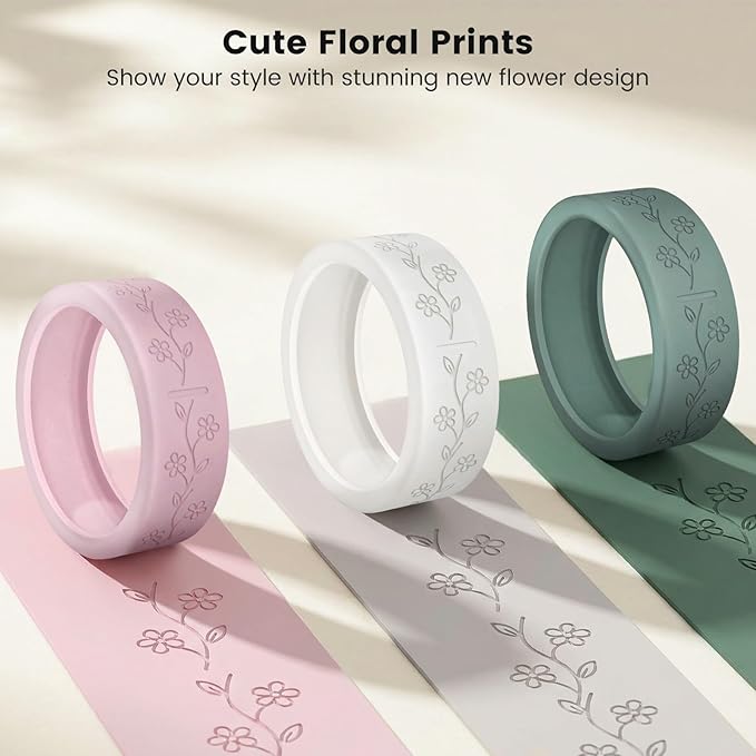 4 Pack Ultra-Thin Ring Covers Compatible with Oura Ring Gen 4/4 Ceramic/Oura Gen 3 Cover, Cute Fancy Floral Engraved Anti-Scratch Silicone Smart Rings Protector Accessories for Women - Image 3