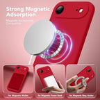 Magnetic for iPhone Air Case, Compatible with MagSafe, [Full Camera Protection][Screen Protector] Silicone Shockproof Protective Phone Case for iPhone 17 Air 6.5", Deep Red - Image 2