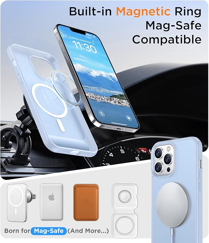 Temdan Magnetic Compatible with iPhone 13 Pro Max Case, [Built-in Invisible Kickstand][Compatible with MagSafe] [Military Grade Shockproof] Slim Translucent Matte Phone Case for iPhone 13 Pro Max 6.7" - Image 5