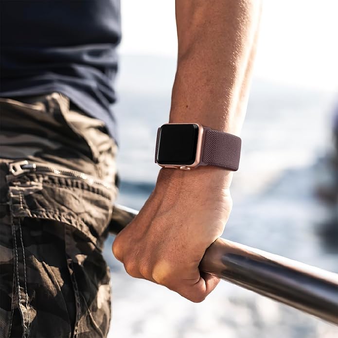 Lerobo Braided Band Compatible with Apple Watch Series 11 10 9 8 7 46mm 45mm 41mm Ultra SE 3 2 1 49mm Series 6 5 4 3 44mm 40mm 38mm 42mm Men iWatch Bands Women Stretchy Nylon Solo Loop Sport Strap - Image 7